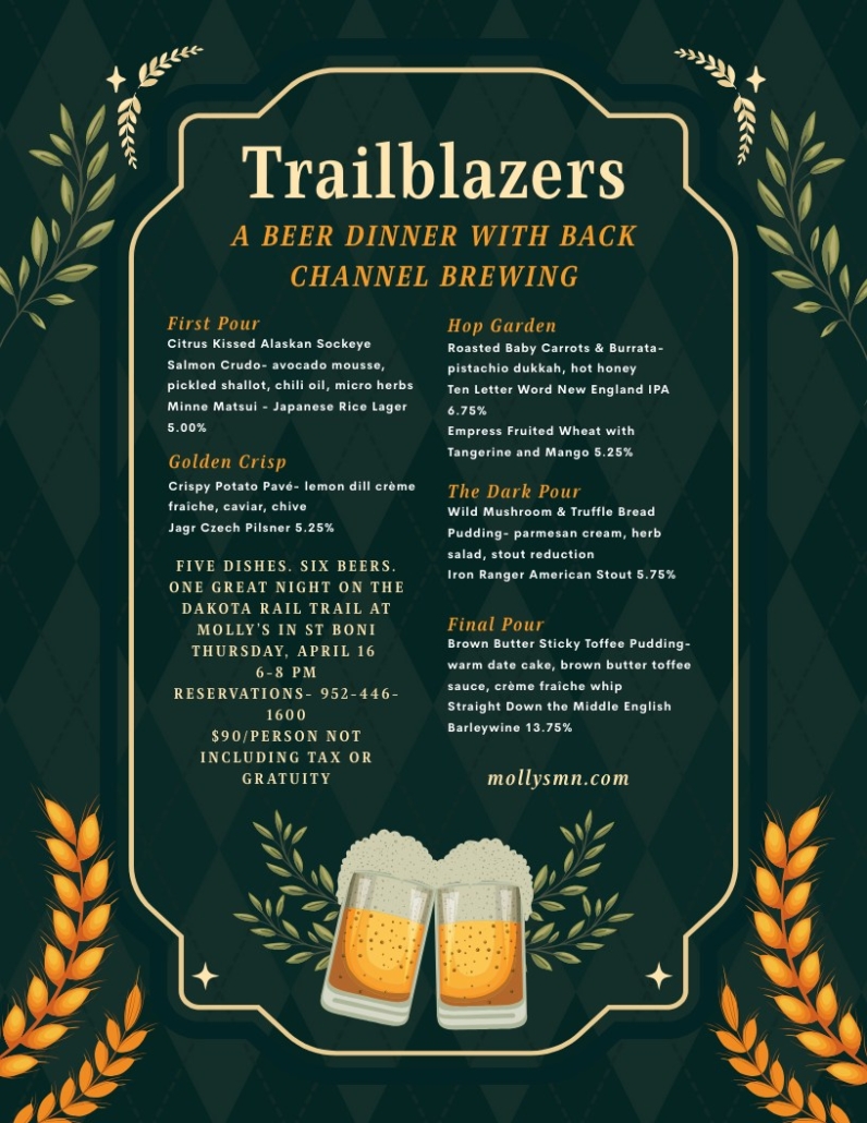 Beer Dinner April 16 menu