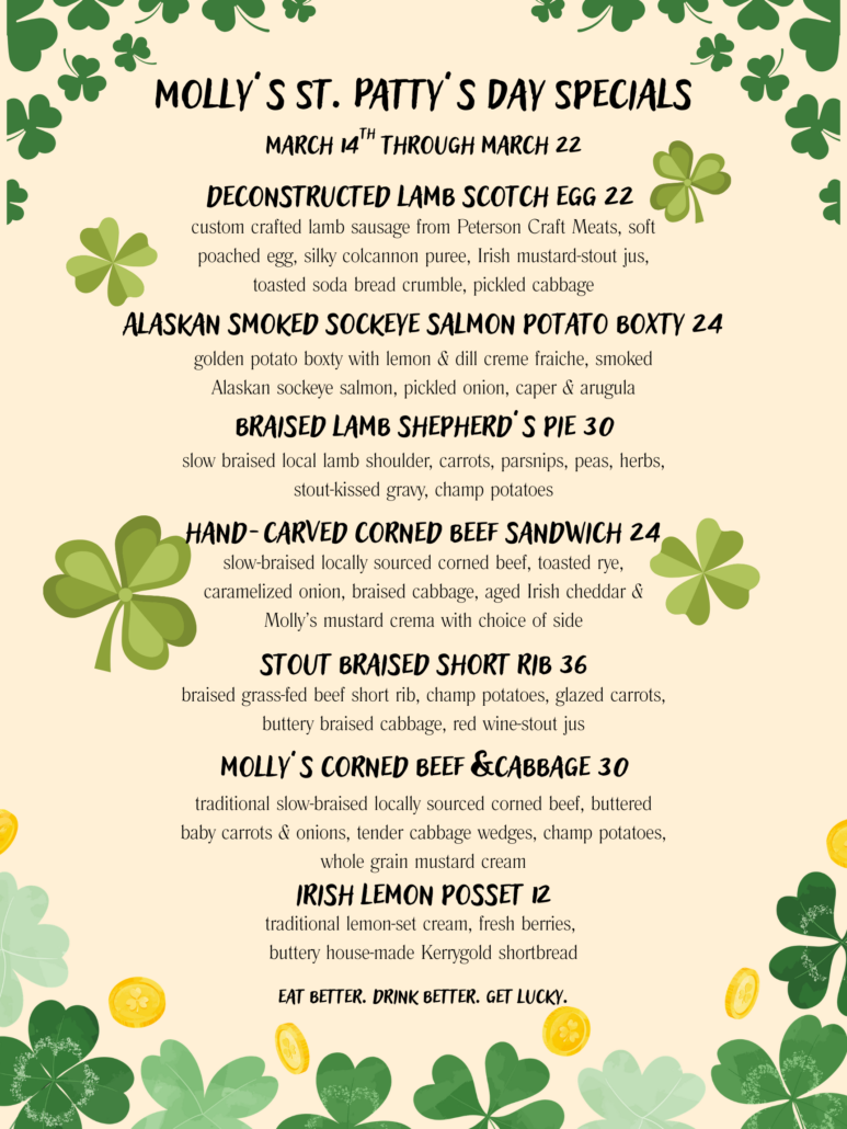 St. Patrick's Day menu extended