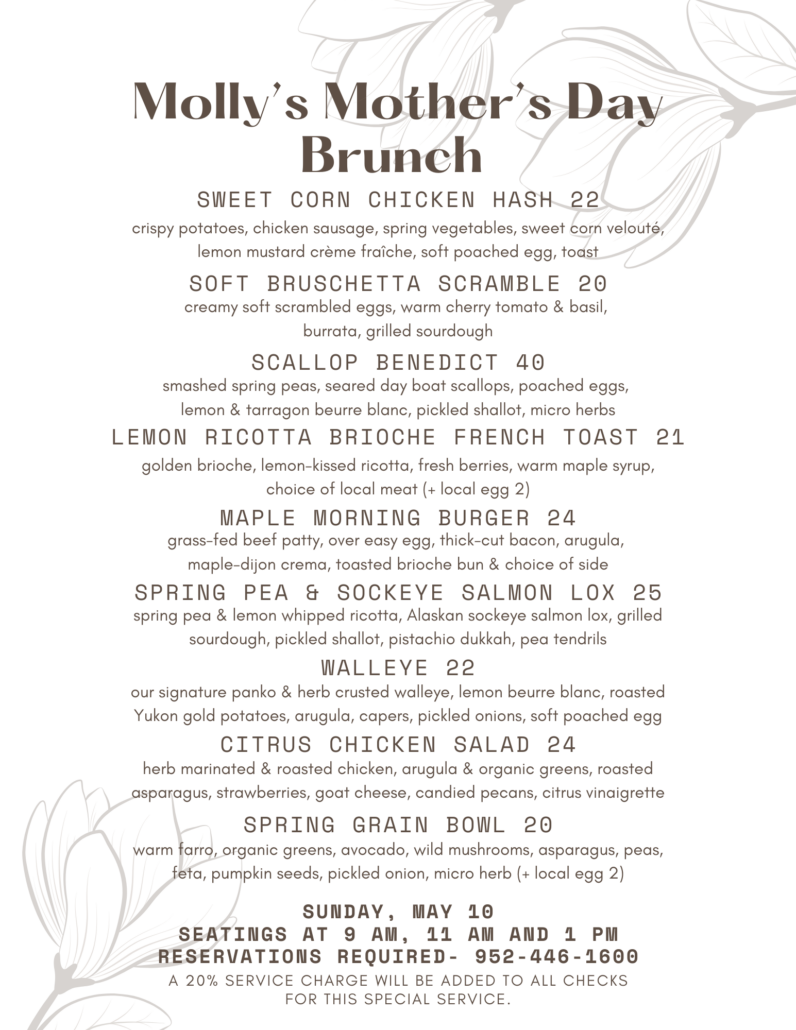Mother's Day Menu
