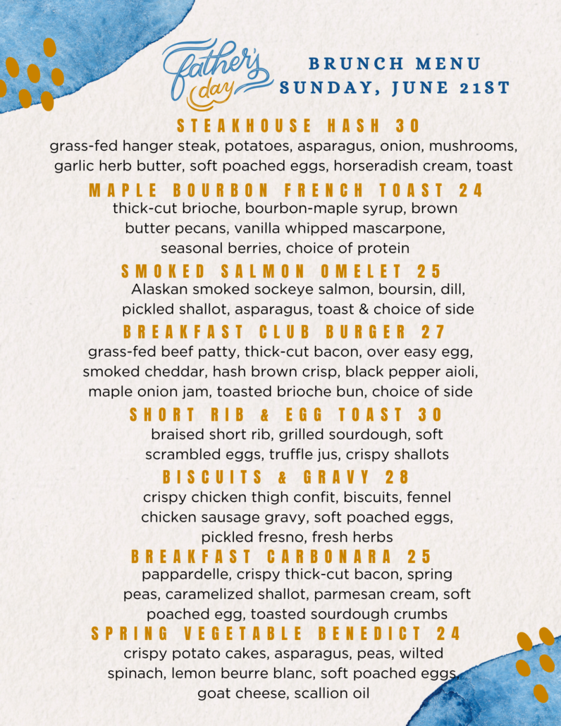 Father's Day Brunch menu
