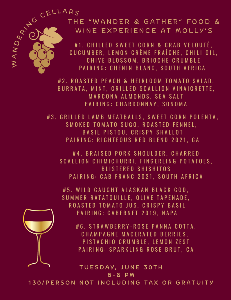 Wander and Gather menu