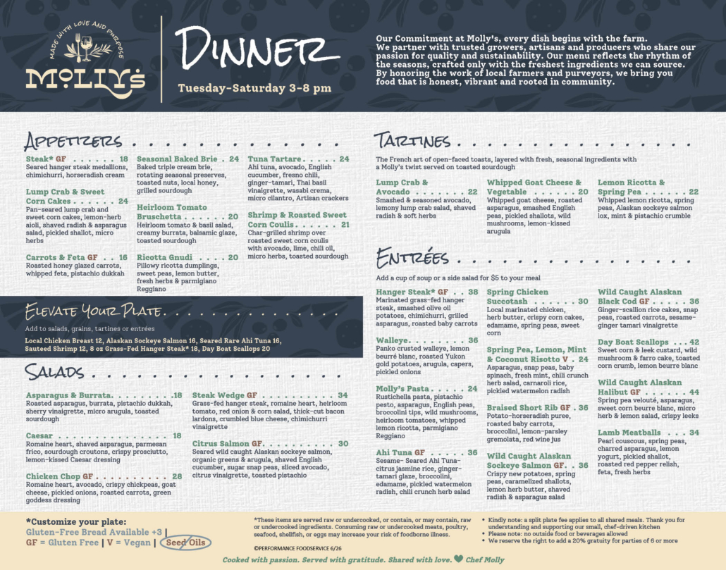 Dinner Summer page 1 Summer Dinner menu page 1