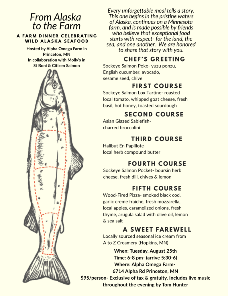 From Alaska to the Farm Dinner image From Alaska to the Farm Dinner Menu