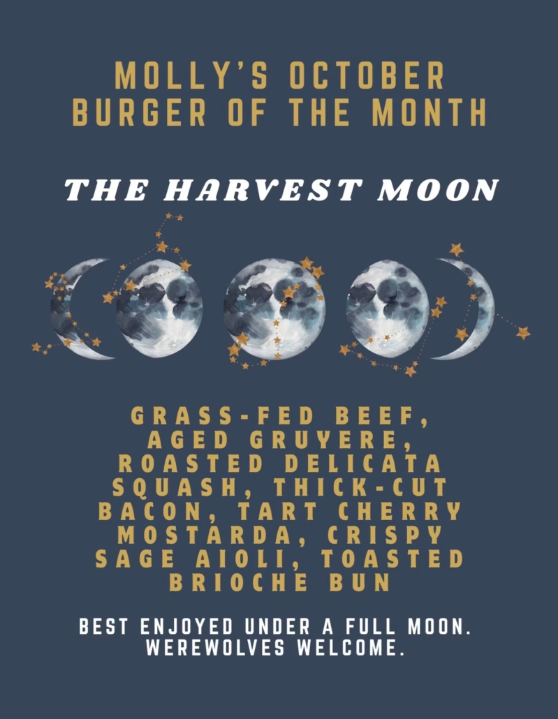 10.26 Burger Description October Burger of the Month description of The Harvest Moon Burger