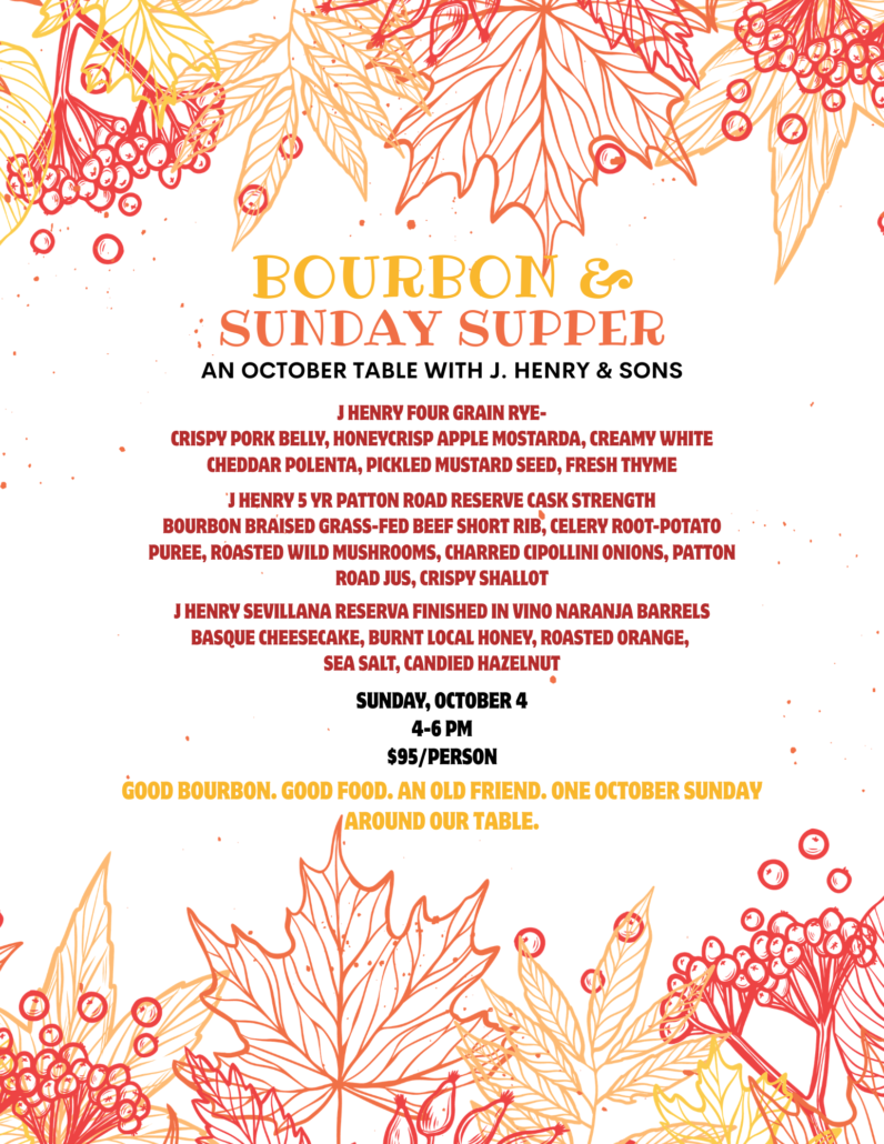 J Henry October 2026 J Henry Bourbon Sunday Supper at Molly's menu
