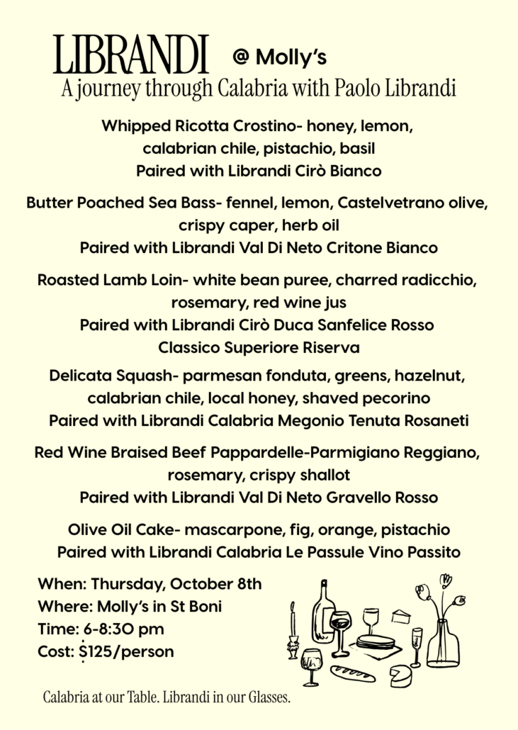 Librandi Wine Dinner Librandi Wine Dinner menu