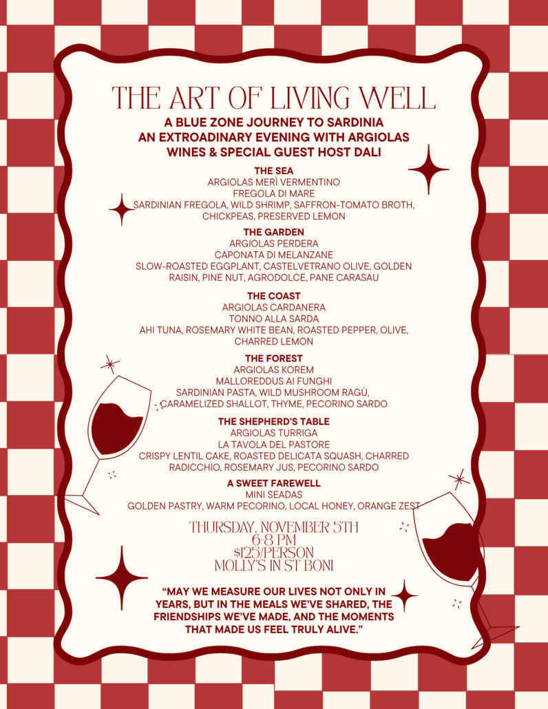 Blue Zone Dinner Menu