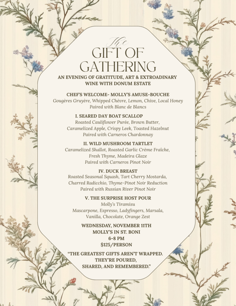 Gift of Gathering Dinner Event Menu